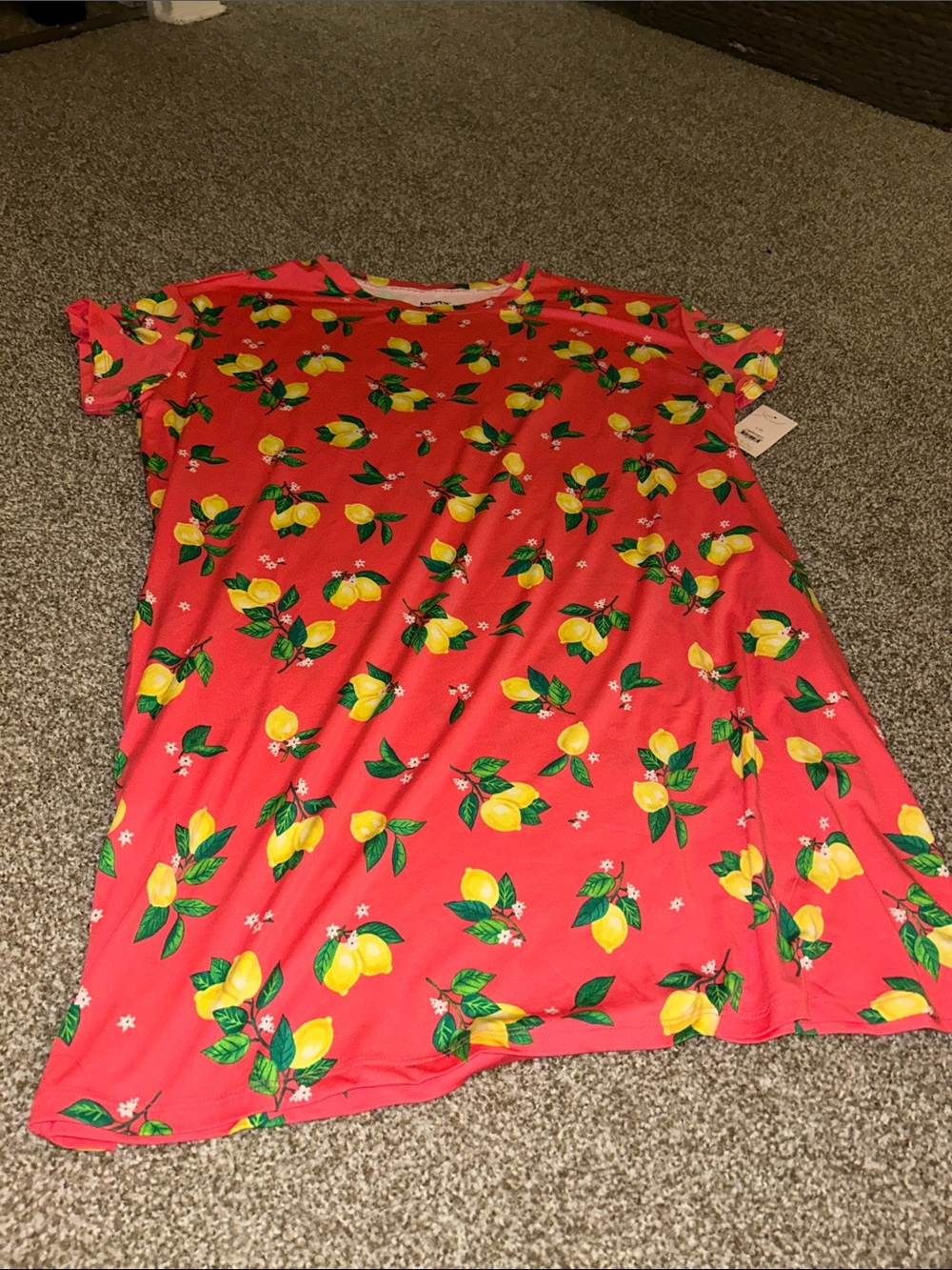 Women’s Lemon Print Short-Sleeve Sleep Shirt - Pink/Coral